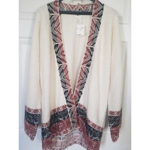H&M Women M Cardigan Long Sweater Aztec